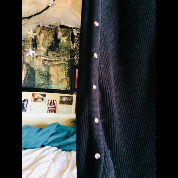 Zara Dresses & Skirts - SOLD Long black ribbed Zara skirt with studs M